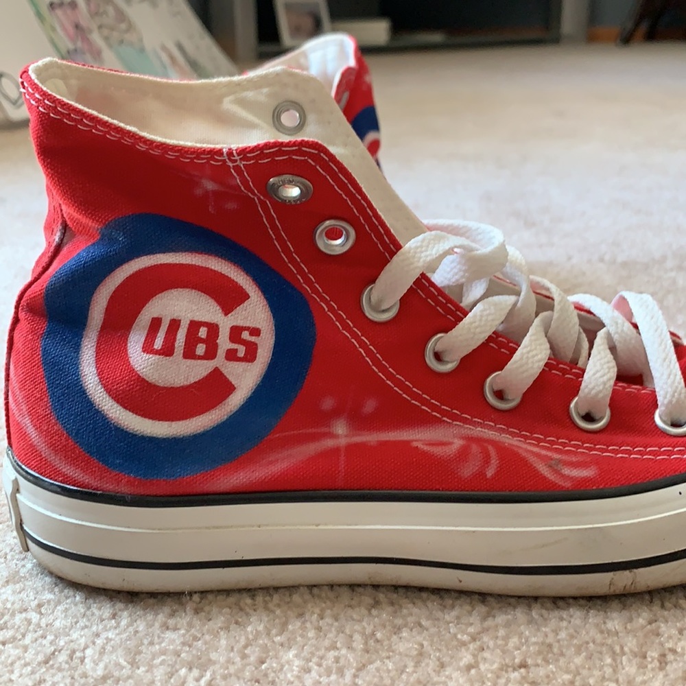 Converse Red Chicago Cubs High-Top Sneakers with Blue Logo